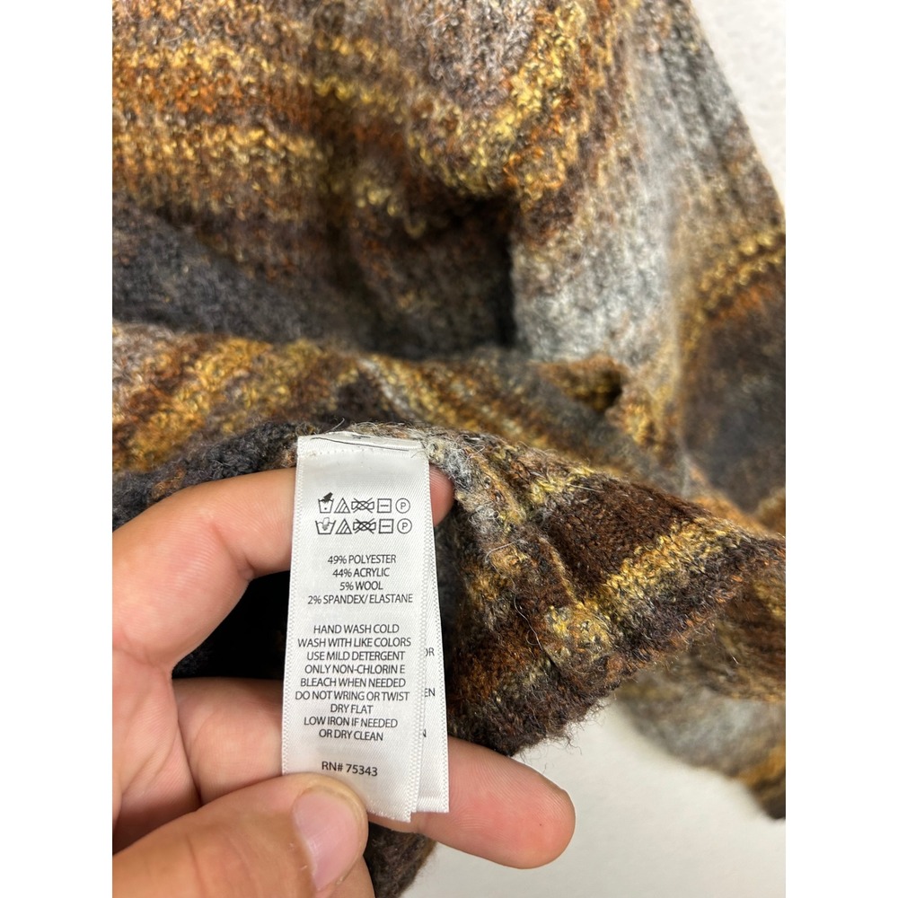 Christian Siriano Space Dye Knit Cardigan Women Medium Brown Sweater Earthy Boho - Picture 4 of 9